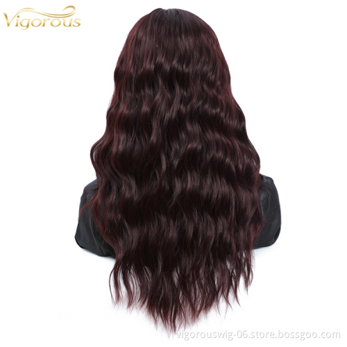 Vigorous natural high quality wholesale curly premium wet and wavy heat resistant fiber synthetic hd lace frontal wigs